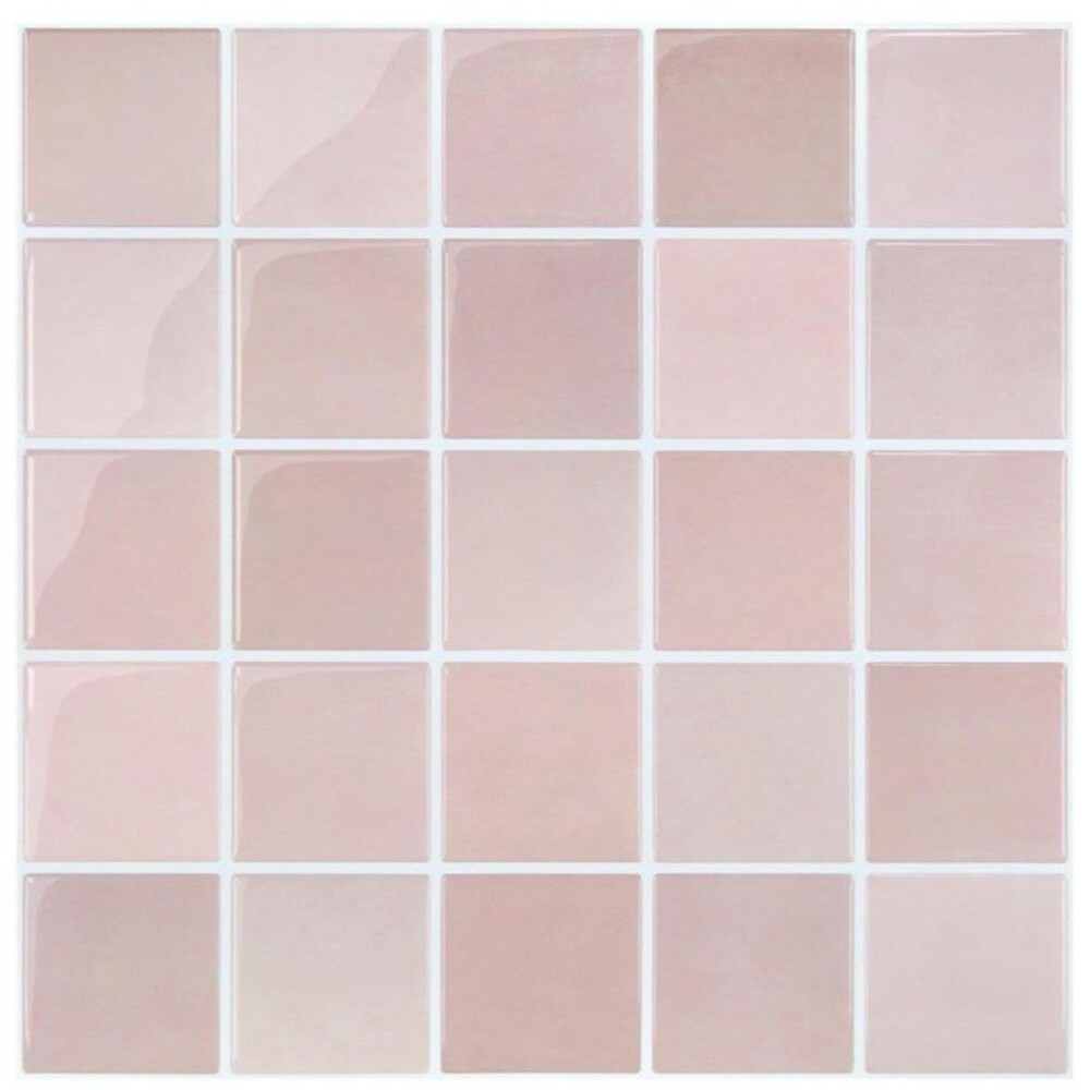 Thicker Dusty Pink Peel and Stick Backsplash Tiles- 10 pcs of 12" x 12"- 3D